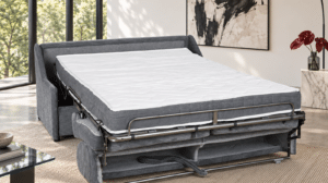 Canapé convertible Nature en tissu Zoom, ouvert en lit