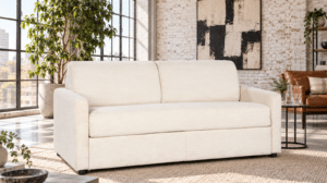 Canapé convertible Maquis monocoussin en tissu Zoom, vue de face